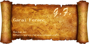 Garai Ferenc névjegykártya